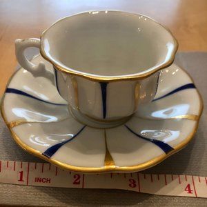 Antique Furstenberg Germany Gold and Blue Cup & Saucer